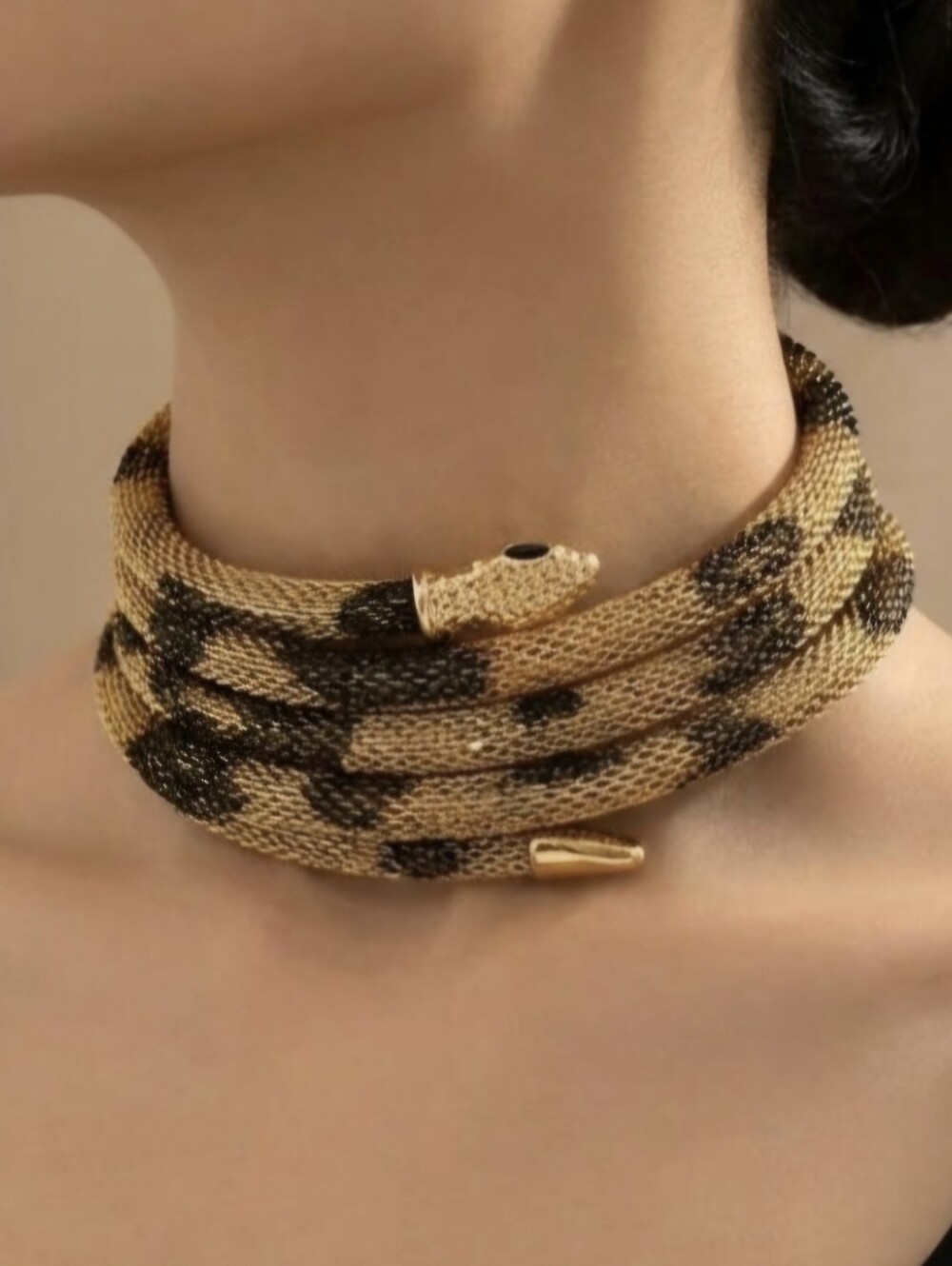 BLACK &Gold Wrap Textured Snake Bendable Multi Use Bracelet Necklace Arm Cuff Et